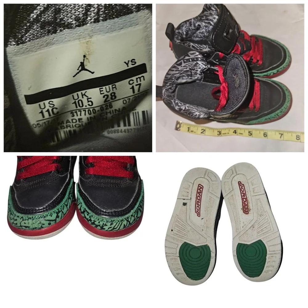 Nike Air Jordan Spizike Black Varsity Red Classic Green 317700-026 Size 11C